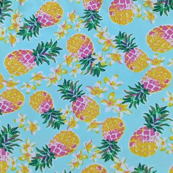 Pillow Talk Tropical Pineapple Print PJ Set Short Sleeve Top Pants Aqua XL NWT - Picture 11 of 12